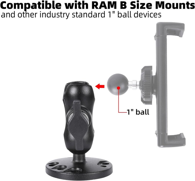 FPN 1" Ball Double Socket Arm with AMPS Hole Round Plate Base, Aluminum Alloy Arm&Drill Base, Compatible with RAM Mounts 1 Inch Ball Components, for Bike Car Motorcycle Phone Mount (3.15" Length) - Image 3